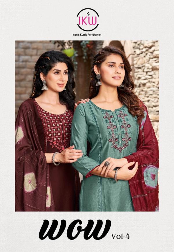 Ikw Wow Vol 4 Viscose Chanderi Designer Readymade Suit